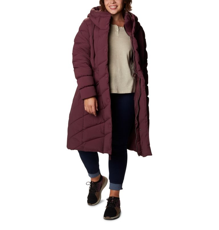 Women\'s Columbia Ember Springs Long Down Jackets Burgundy | Plus Size CA-S5L0C